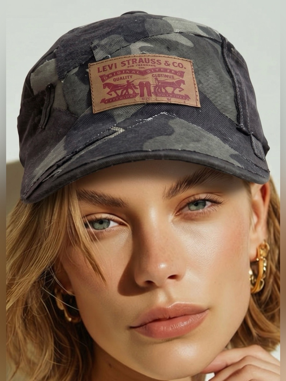 Upcycled black and camo patchwork Levi's inspired baseball Cap